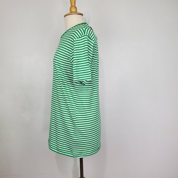 Denim & Flower Cotton Green White Striped "Lucky" St. Patrick's Day Top Size M - Picture 5 of 16